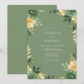 Invitation Mariage Feuille de Mousse Jaune (Devant / Derrière)