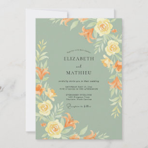 Invitation Mariage feuille de mousse ocre