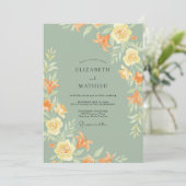 Invitation Mariage feuille de mousse ocre (Debout devant)