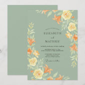 Invitation Mariage feuille de mousse ocre (Devant / Derrière)