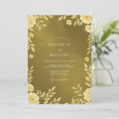 Invitation Mariage feuille de moutarde dorée (Debout devant)