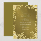 Invitation Mariage feuille de moutarde dorée (Devant / Derrière)