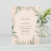 Invitation Mariage feuille de olive champagne doré (Debout devant)
