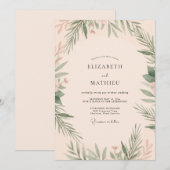 Invitation Mariage feuille de olive champagne doré (Devant / Derrière)