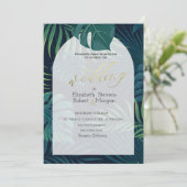 Invitation Mariage Feuille de palme exotique (Debout devant)