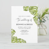 Invitation Mariage feuille de palmier vert tropical (Debout devant)