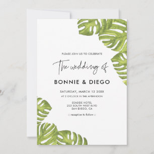 Invitation Mariage feuille de palmier vert tropical