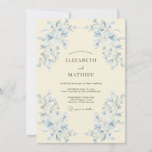 Invitation Mariage feuille de pervenche beurrée