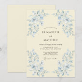 Invitation Mariage feuille de pervenche beurrée (Devant / Derrière)