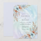Invitation Mariage Feuille de Pervenche Cuivre (Devant / Derrière)