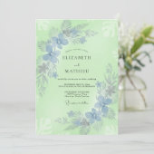 Invitation Mariage Feuille de Pervenche Pistache (Debout devant)