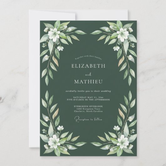 Invitation Mariage Feuille de Pin Sombre (Devant)