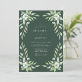 Invitation Mariage Feuille de Pin Sombre (Debout devant)