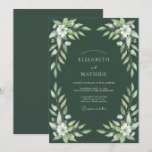 Invitation Mariage Feuille de Pin Sombre (Devant / Derrière)