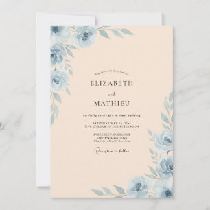 Invitation Mariage Feuille de Poudre de Champagne