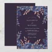 Invitation Mariage feuille de prune saphir (Devant / Derrière)