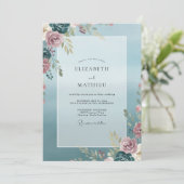 Invitation Mariage Feuille de Rose en Acier (Debout devant)