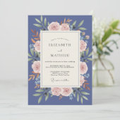 Invitation Mariage Feuille de Rose Slate (Debout devant)