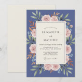 Invitation Mariage Feuille de Rose Slate (Devant / Derrière)