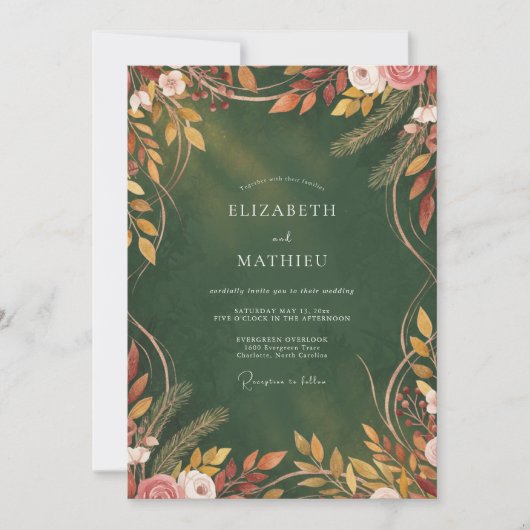 Invitation Mariage feuille de rouille ambre (Devant)