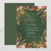 Invitation Mariage feuille de rouille ambre (Devant / Derrière)