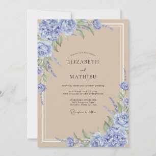 Invitation Mariage Feuille de Sable Pervenche