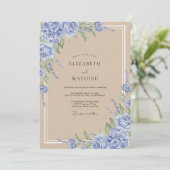 Invitation Mariage Feuille de Sable Pervenche (Debout devant)