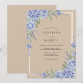 Invitation Mariage Feuille de Sable Pervenche (Devant / Derrière)