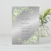 Invitation Mariage Feuille de Sauge Argentée (Debout devant)