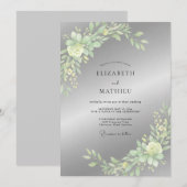 Invitation Mariage Feuille de Sauge Argentée (Devant / Derrière)