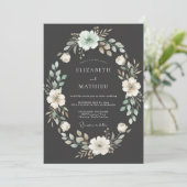 Invitation Mariage Feuille de Sauge Charbon (Debout devant)