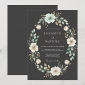 Invitation Mariage Feuille de Sauge Charbon (Devant / Derrière)