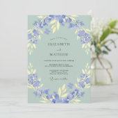 Invitation Mariage Feuille de Sauge Olive Pervenche (Debout devant)