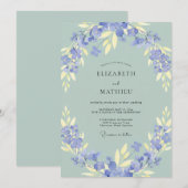 Invitation Mariage Feuille de Sauge Olive Pervenche (Devant / Derrière)