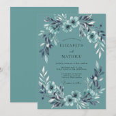 Invitation Mariage Feuille de Slate Cadet (Devant / Derrière)