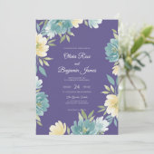 Invitation Mariage feuille de teal améthyste (Debout devant)