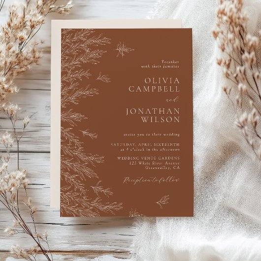 Invitation Mariage Feuille de Terracotta Boho