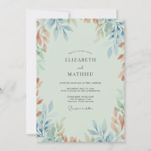 Invitation Mariage Feuille de Terracotta Menthe
