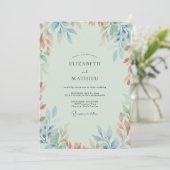 Invitation Mariage Feuille de Terracotta Menthe (Debout devant)