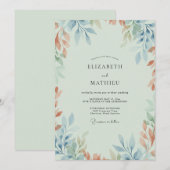 Invitation Mariage Feuille de Terracotta Menthe (Devant / Derrière)