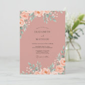 Invitation Mariage Feuille de Terracotta Rose (Debout devant)