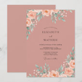 Invitation Mariage Feuille de Terracotta Rose (Devant / Derrière)