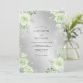 Invitation Mariage feuille de Tilleul argenté (Debout devant)