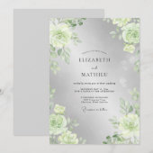 Invitation Mariage feuille de Tilleul argenté (Devant / Derrière)
