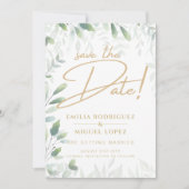 Invitation Mariage Feuille de verdure moderne Enregistrer Dat (Devant)