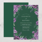 Invitation Mariage Feuille de Violette de Forêt (Devant / Derrière)