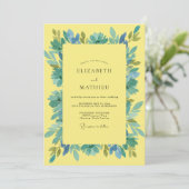 Invitation Mariage Feuille d'Eau Jaune (Debout devant)