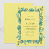 Invitation Mariage Feuille d'Eau Jaune (Devant / Derrière)