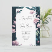 Invitation Mariage Feuille d'Emerald Pretty Pink (Debout devant)