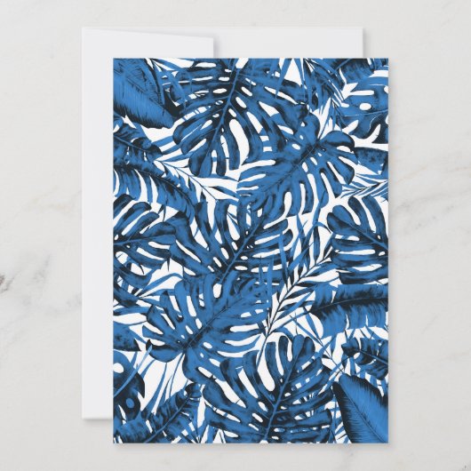Invitation Mariage Feuille  Denim Blue Tropical Palm (Dos)